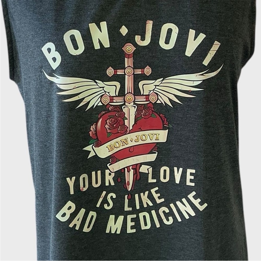 BON JOVI Men’s Sleeveless Graphic Tee Size Large Rock Band Shirt